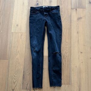 Dark Navy Zara Women's Skinny Ripped Jeans